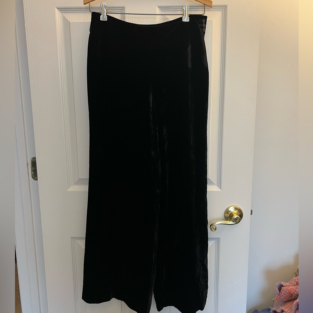 LOFT 90’s Black Velvet Wide Leg Pants